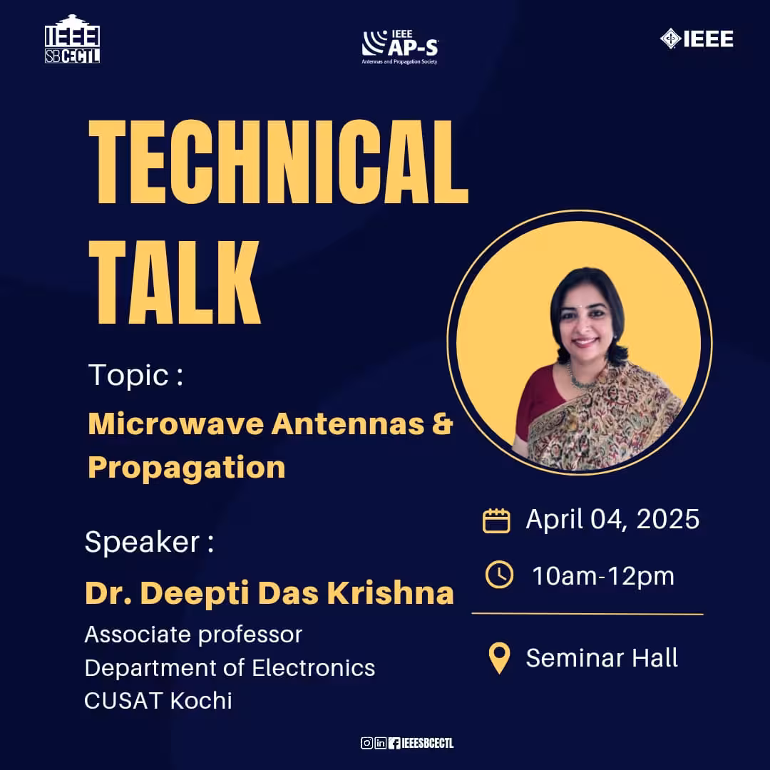 Technical Talk on advancements in antenna technology and its real-world applications by IEEE SB CECTL at College of Engineering (CEC), Cherthala